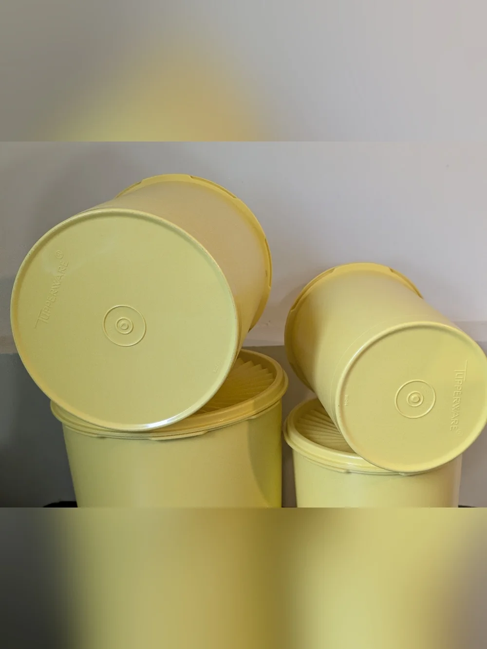 Tupperware Vintage 70's Daffodil Yellow Servalier Nesting  Canister Set W/Lids